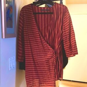 Gudrun Sjoden Striped Wrap Top 3/4 Sleeve